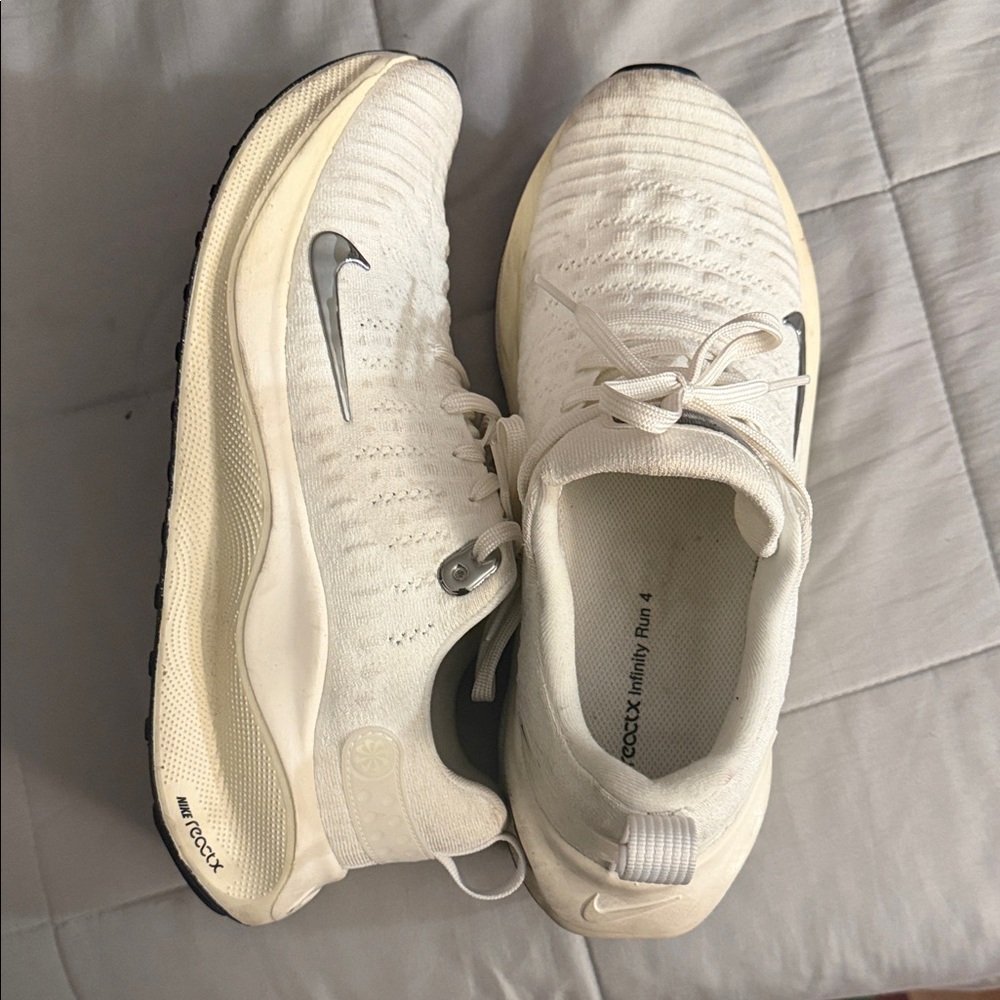 Nike White and Silver Running Shoes